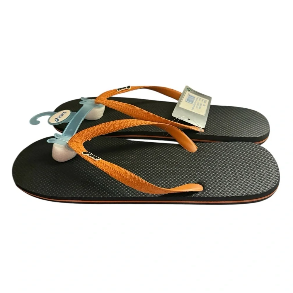 Asics Mens Ciabatta Slik Slip On Pool Thong Sandals 15 Black/Orange Beach Resort